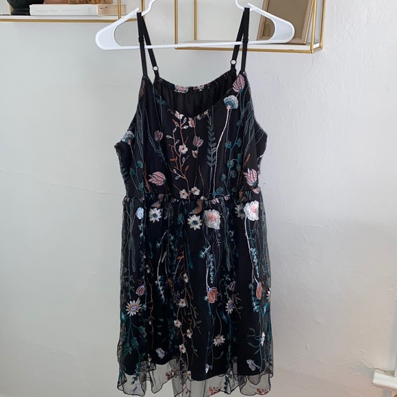 SHEIN Dresses & Skirts - SHEIN Black Floral Embroidered Mini Dress
